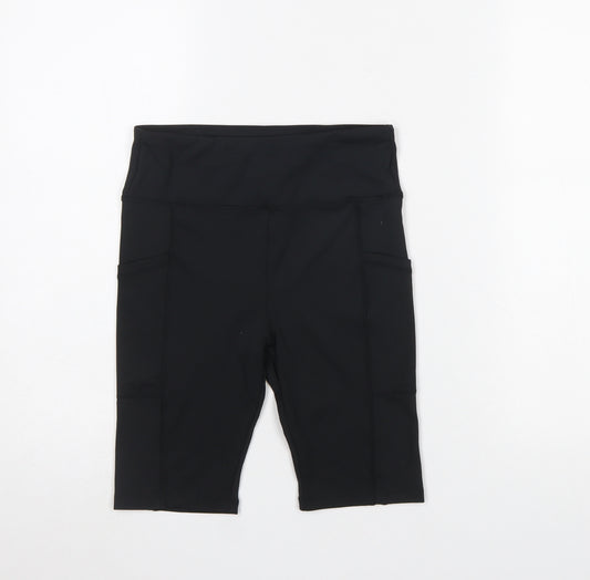 Dunnes Stores Women’s Black Biker Activewear Shorts Size 25in Waist Polyester Blend