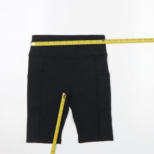 Dunnes Stores Women’s Black Biker Activewear Shorts Size 25in Waist Polyester Blend