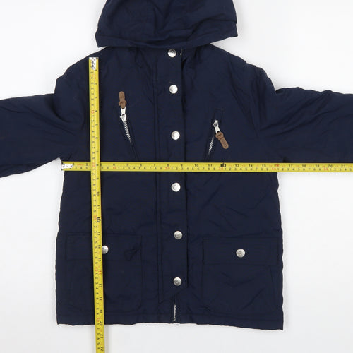 Next Girls Blue Hooded Parka Jacket 10 Years Lined Mid-Length Casual