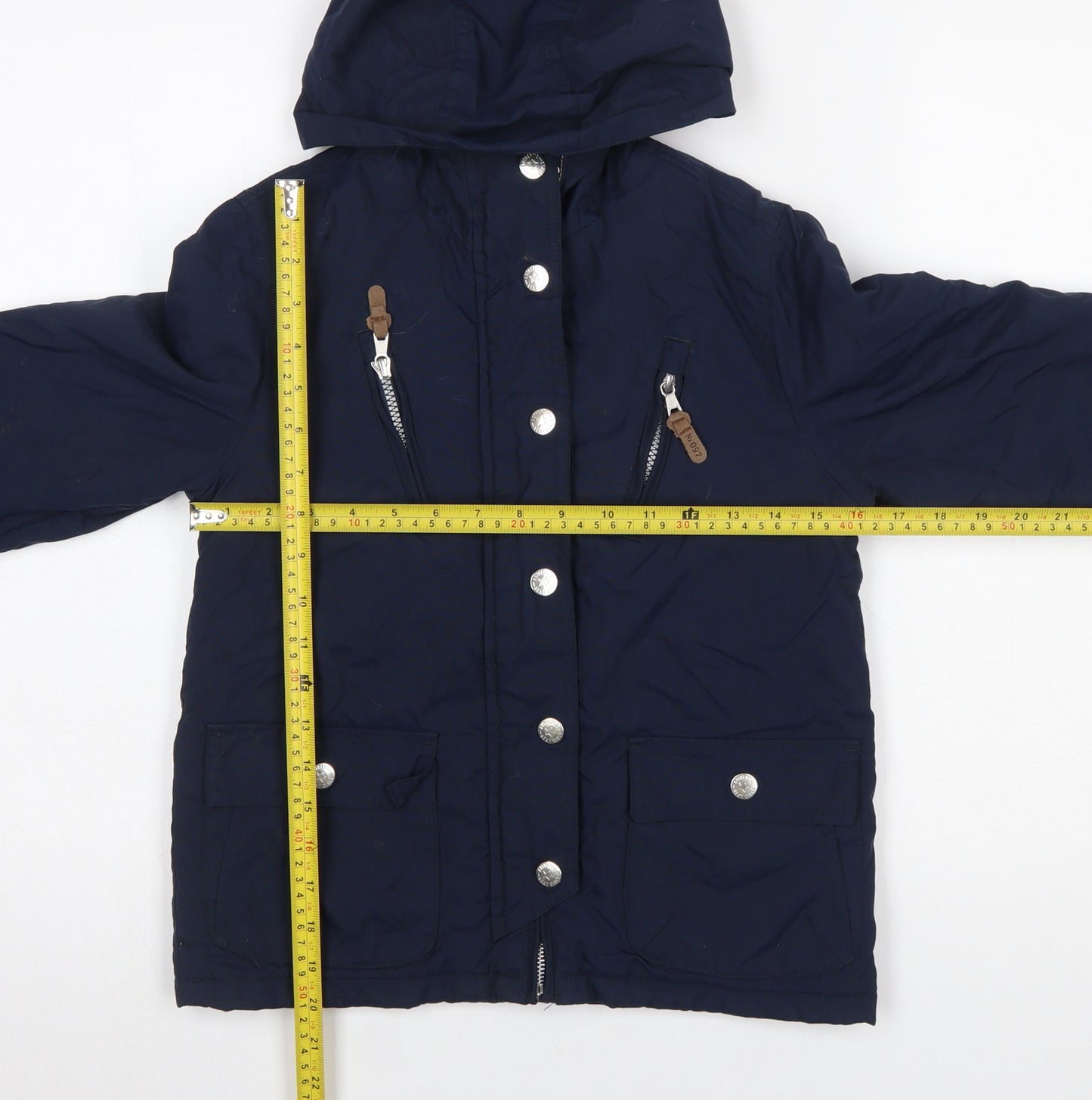 Next Girls Blue Hooded Parka Jacket 10 Years Lined Mid-Length Casual