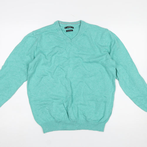 Dunnes Men’s Green Cotton V-Neck Jumper Size S