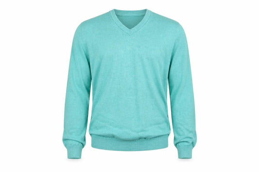 Front view of Dunnes Men’s Green Cotton V-Neck Jumper, size S