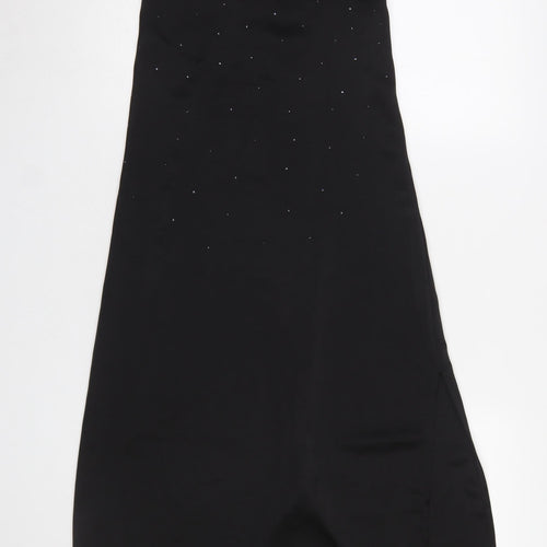F&F Women’s Black Slip Dress UK 8-10 Swarovski Crystal Embellished Midi