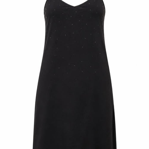 F&F Women’s Black Slip Dress UK 8-10 Swarovski Crystal Embellished Midi