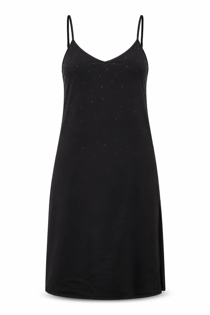 F&F Women’s Black Slip Dress UK 8-10 Swarovski Crystal Embellished Midi