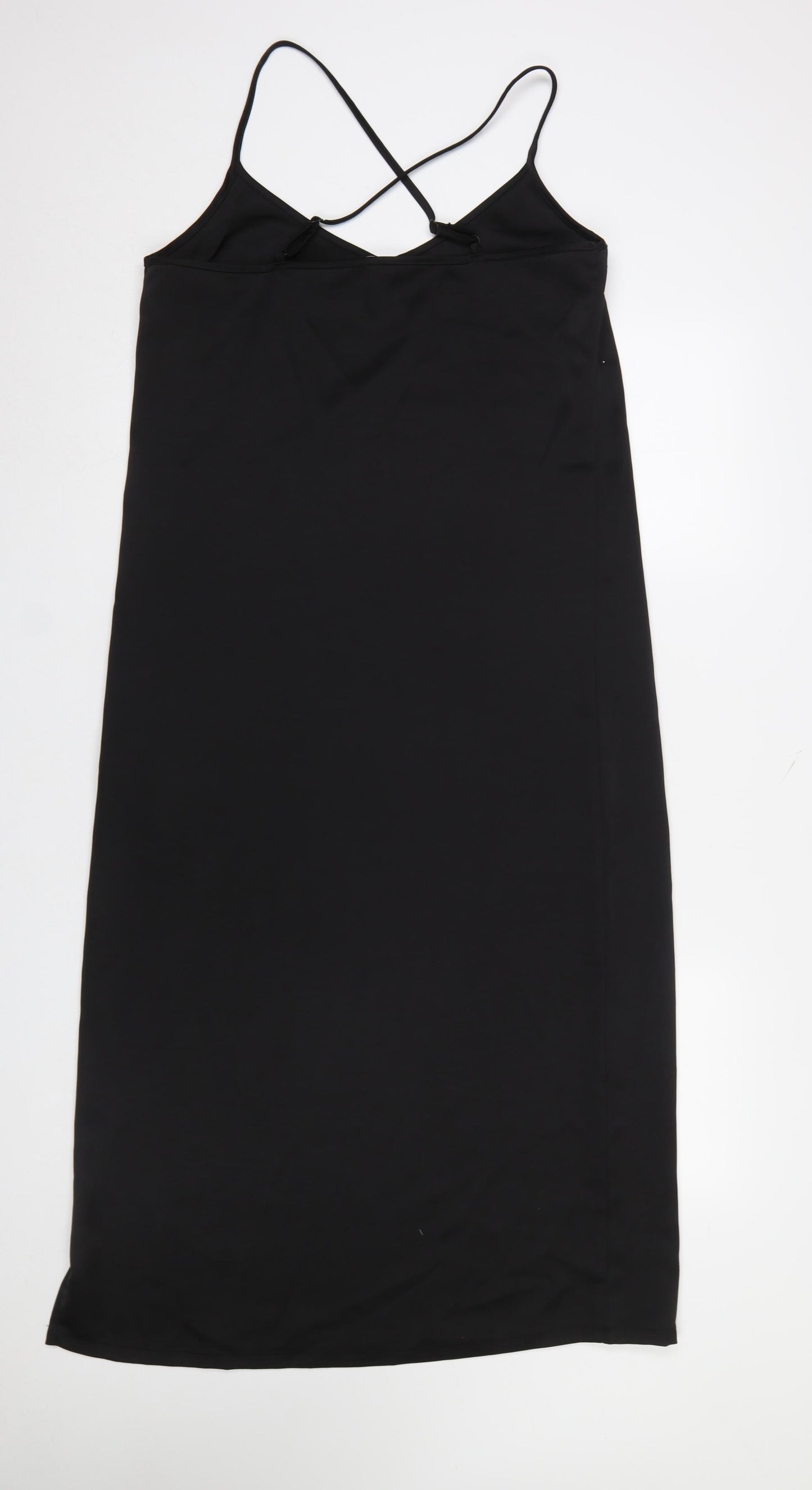 F&F Women’s Black Slip Dress UK 8-10 Swarovski Crystal Embellished Midi