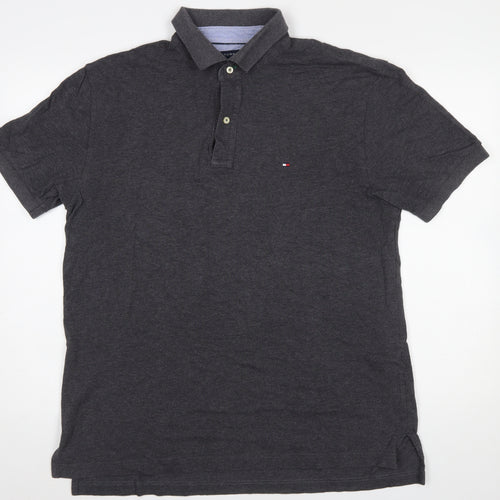 Tommy Hilfiger Men's Grey Classic Fit Cotton Polo Shirt L