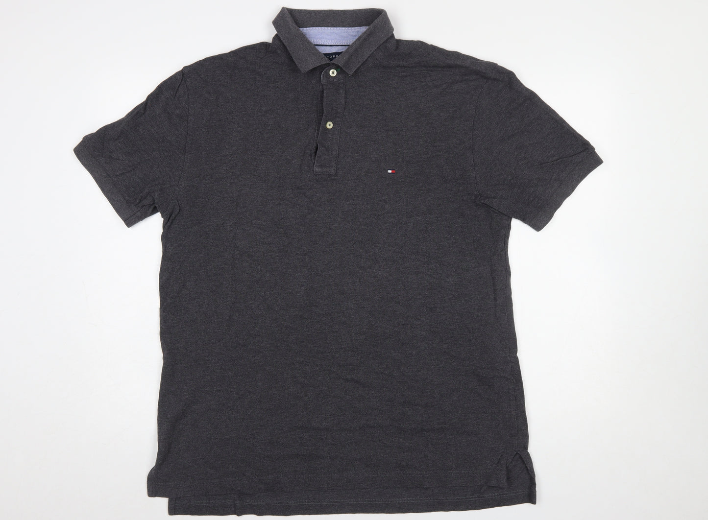 Tommy Hilfiger Men's Grey Classic Fit Cotton Polo Shirt L