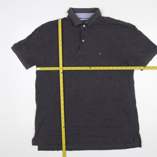 Tommy Hilfiger Men's Grey Classic Fit Cotton Polo Shirt L