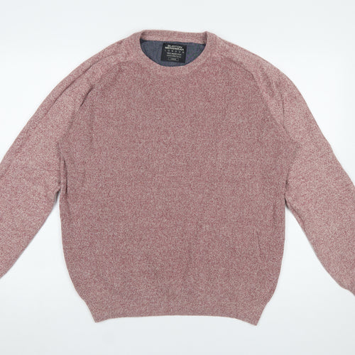 Burton Menswear Pink Cotton Crew Neck Jumper Men L Classic Knitwear