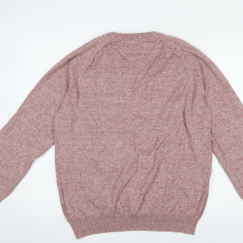 Burton Menswear Pink Cotton Crew Neck Jumper Men L Classic Knitwear