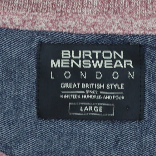 Burton Menswear Pink Cotton Crew Neck Jumper Men L Classic Knitwear