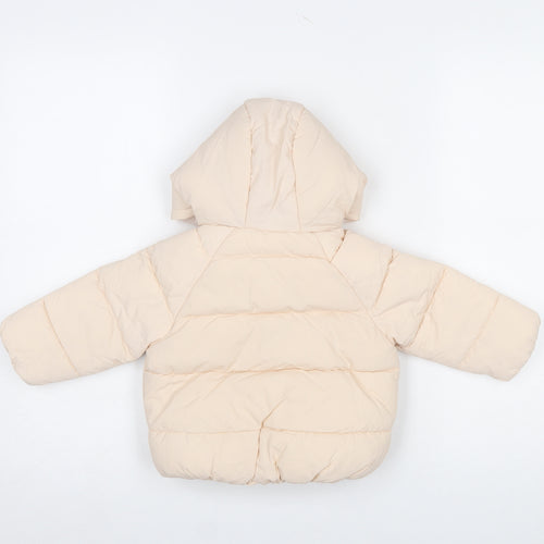 Marks and Spencer Unisex Baby Beige Puffer Jacket 9-12 Months Hooded Lined Winter Coat