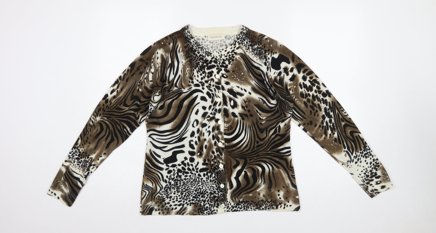 Paramour Women's Brown Animal Print Cardigan M