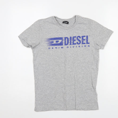 Diesel Boys Grey 12 Years Logo Graphic Cotton T-Shirt
