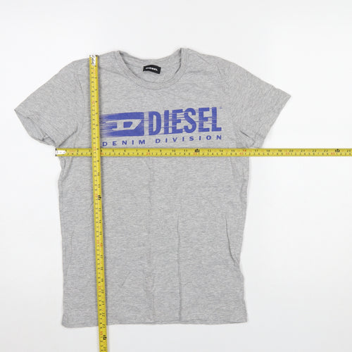 Diesel Boys Grey 12 Years Logo Graphic Cotton T-Shirt