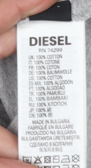 Diesel Boys Grey 12 Years Logo Graphic Cotton T-Shirt
