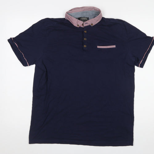 Burton Menswear London Men's Blue Large Cotton Polo Shirt