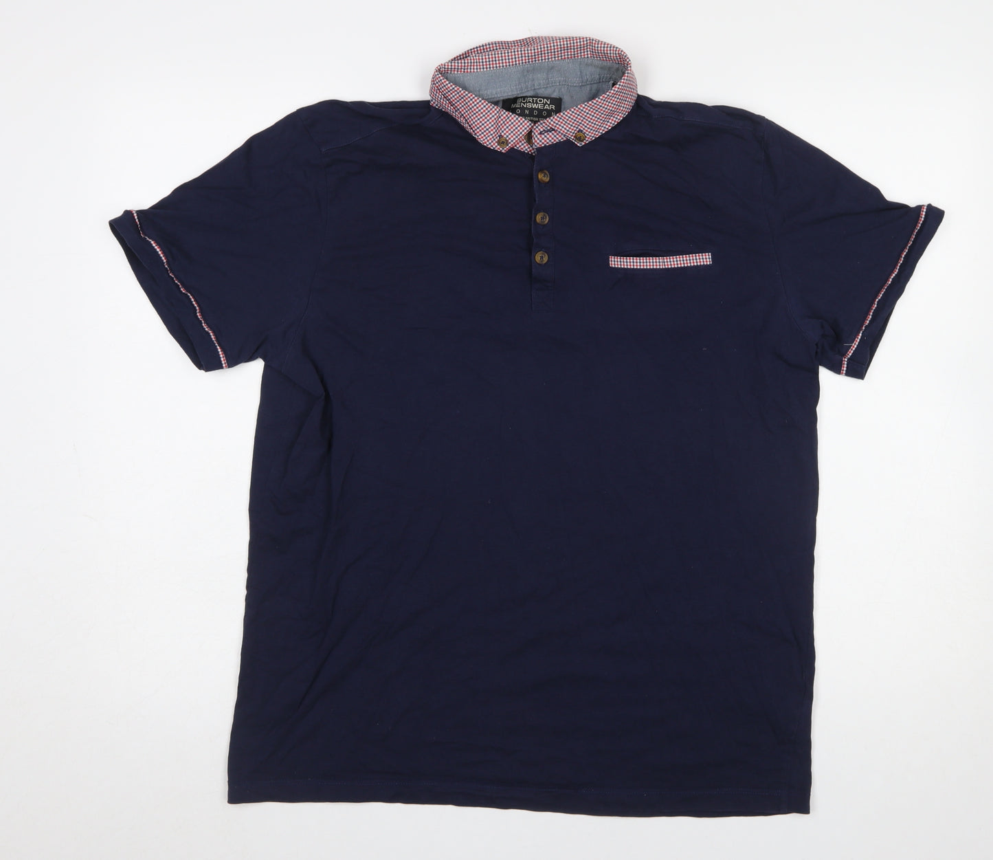 Burton Menswear London Men's Blue Large Cotton Polo Shirt