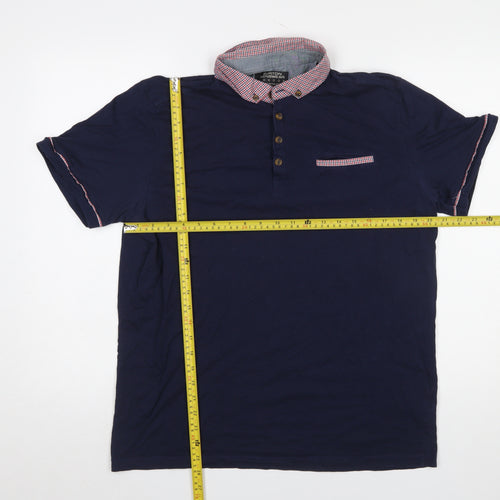Burton Menswear London Men's Blue Large Cotton Polo Shirt