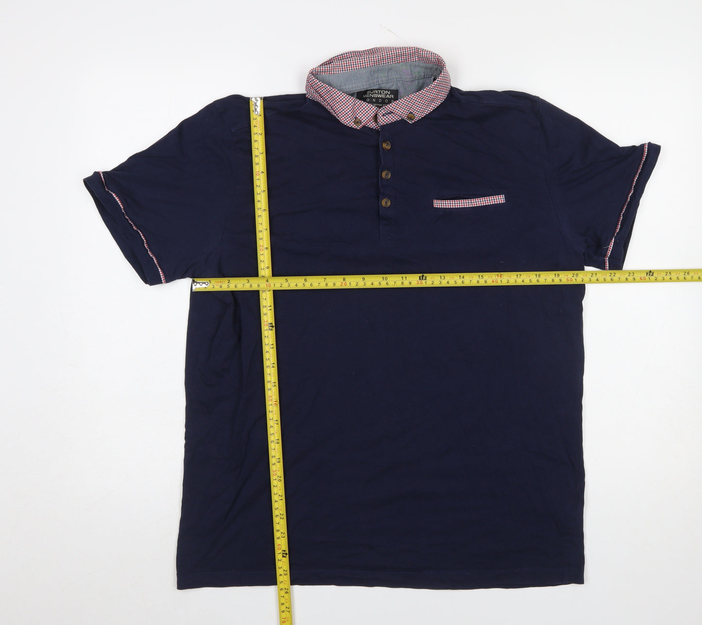 Burton Menswear London Men's Blue Large Cotton Polo Shirt