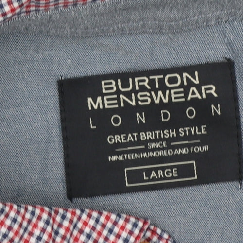 Burton Menswear London Men's Blue Large Cotton Polo Shirt