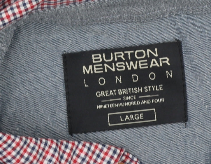 Burton Menswear London Men's Blue Large Cotton Polo Shirt