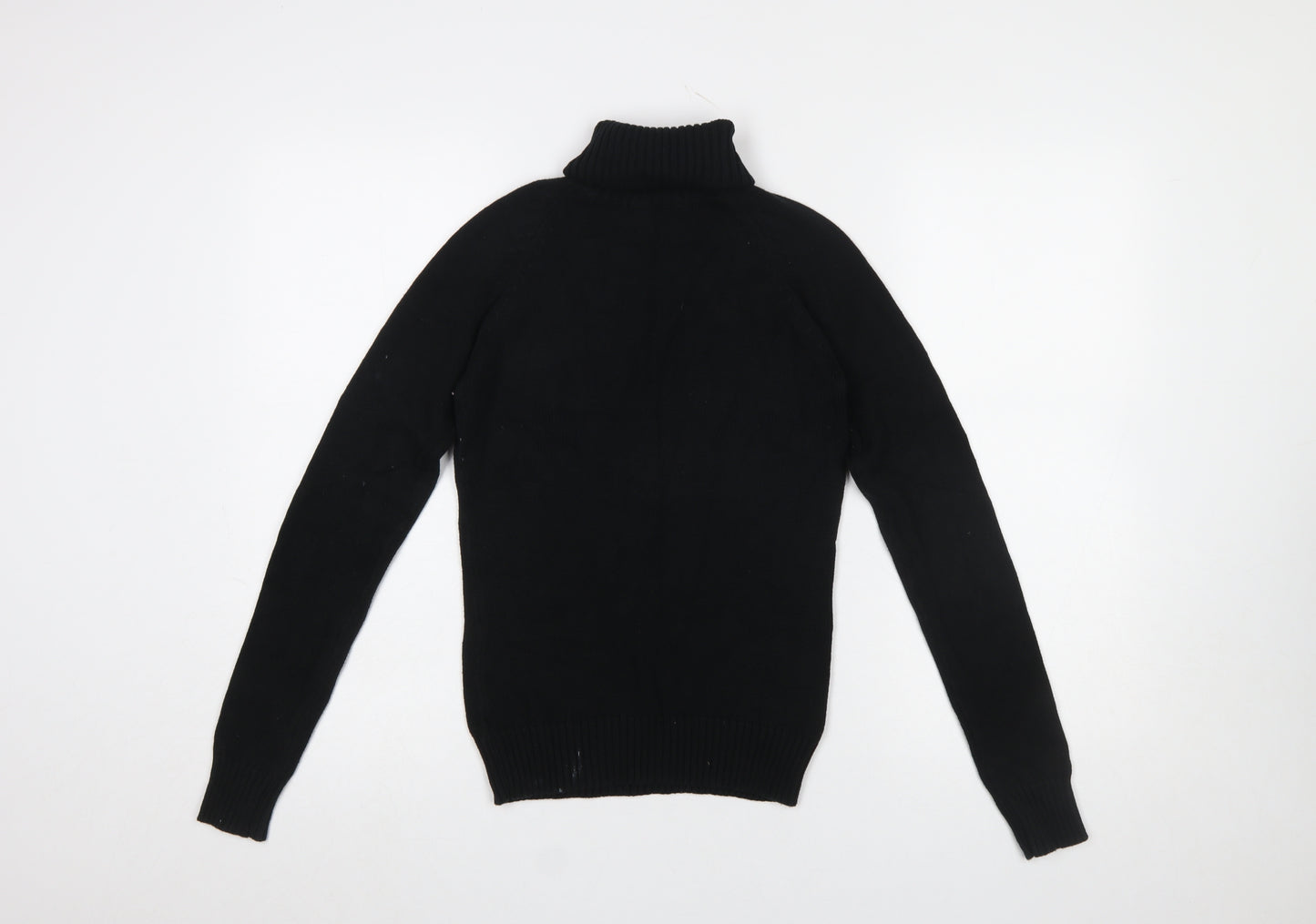 ZARA Women Black Roll Neck Slim Fit Long Sleeve Cotton Jumper S