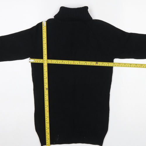 ZARA Women Black Roll Neck Slim Fit Long Sleeve Cotton Jumper S