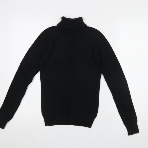ZARA Women Black Roll Neck Slim Fit Long Sleeve Cotton Jumper S