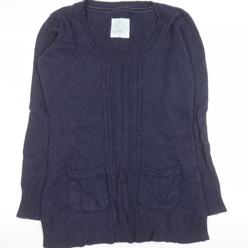 Fat Face Women's Blue Size 12 Cable Knit Long Sleeve Jumper