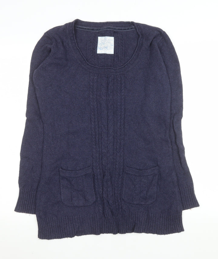 Fat Face Women's Blue Size 12 Cable Knit Long Sleeve Jumper