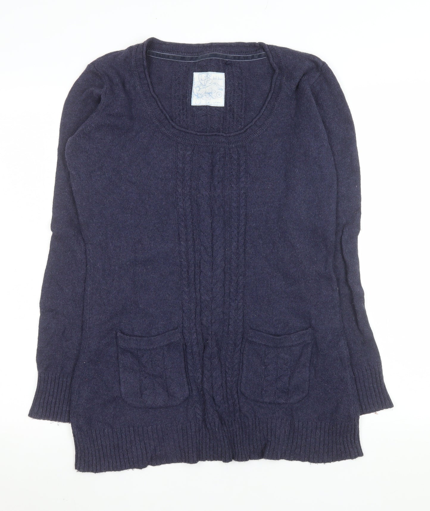 Fat Face Women's Blue Size 12 Cable Knit Long Sleeve Jumper
