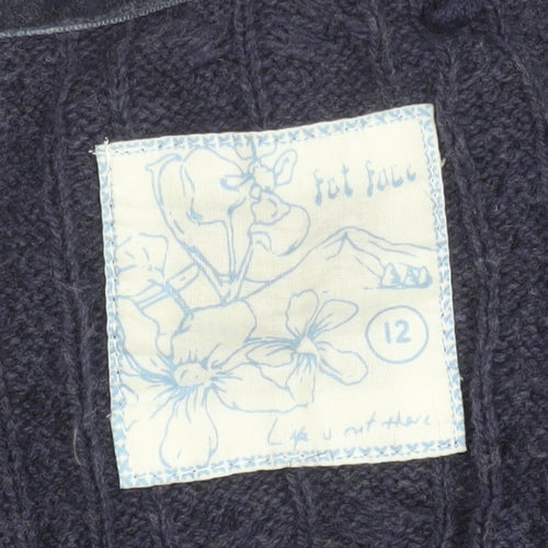 Fat Face Women's Blue Size 12 Cable Knit Long Sleeve Jumper