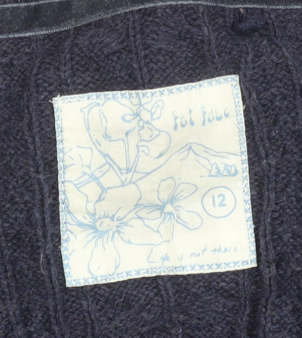 Fat Face Women's Blue Size 12 Cable Knit Long Sleeve Jumper
