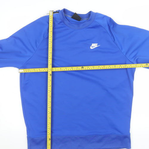 Nike Men's Blue Crew Neck Long Sleeve Casual Sweatshirt M Polyester