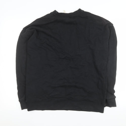 Adidas Womens Black Crew Neck Sweatshirt UK 12 Cotton Logo Pullover