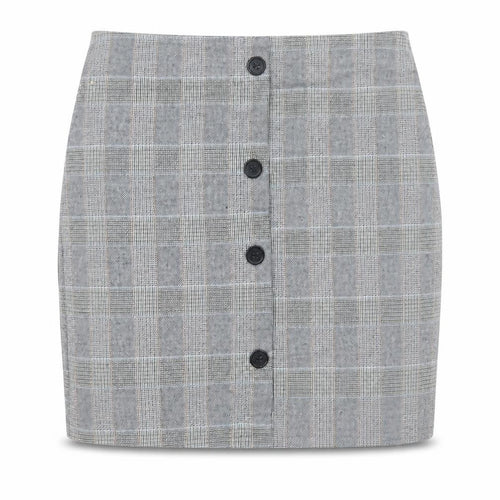 Pull&Bear Women’s Grey Check Button Front Short Skirt Size S
