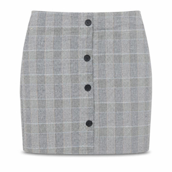 Pull&Bear Women’s Grey Check Button Front Short Skirt Size S