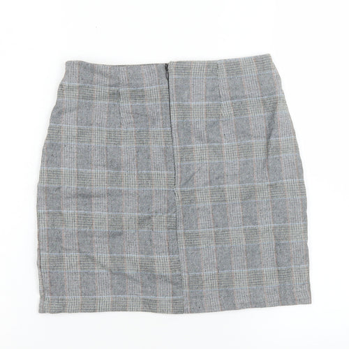 Pull & Bear Women’s Grey Check Button Front Short Skirt Size S