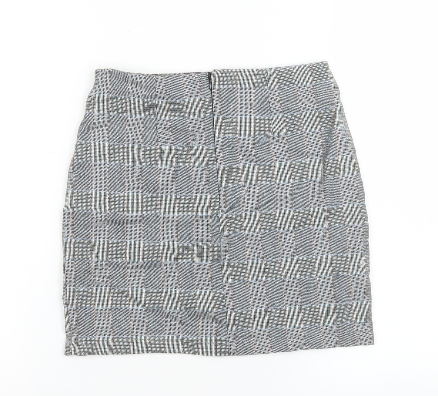 Pull & Bear Women’s Grey Check Button Front Short Skirt Size S