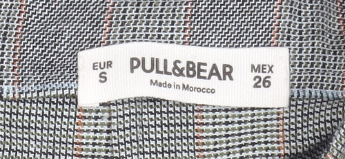 Pull & Bear Women’s Grey Check Button Front Short Skirt Size S