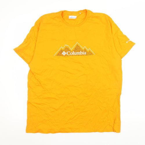 Columbia Men's Orange Graphic Crew Neck Cotton T-Shirt XL
