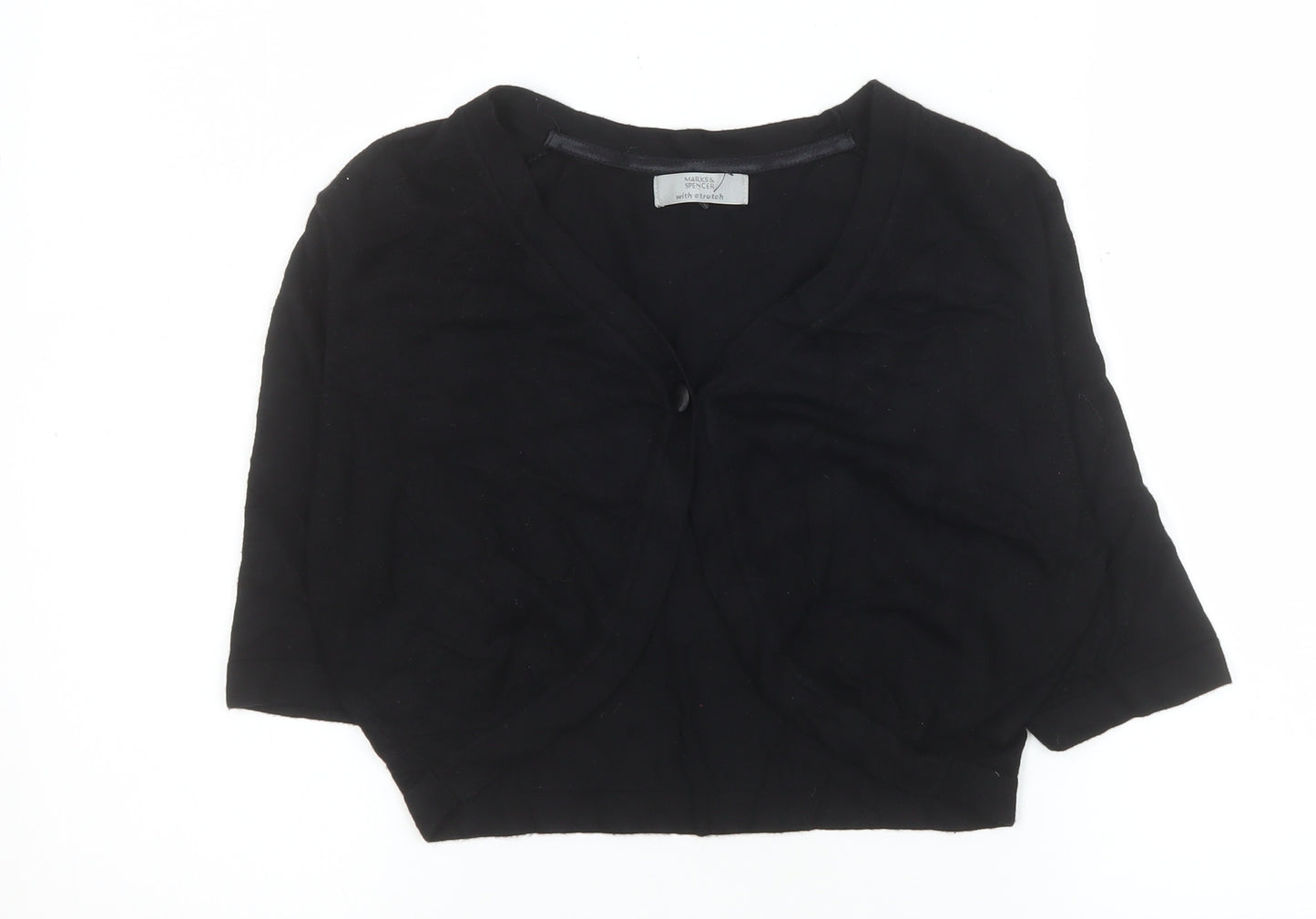 Marks and Spencer Women's Black Shrug Size 14 V-Neck Knit Cardigan