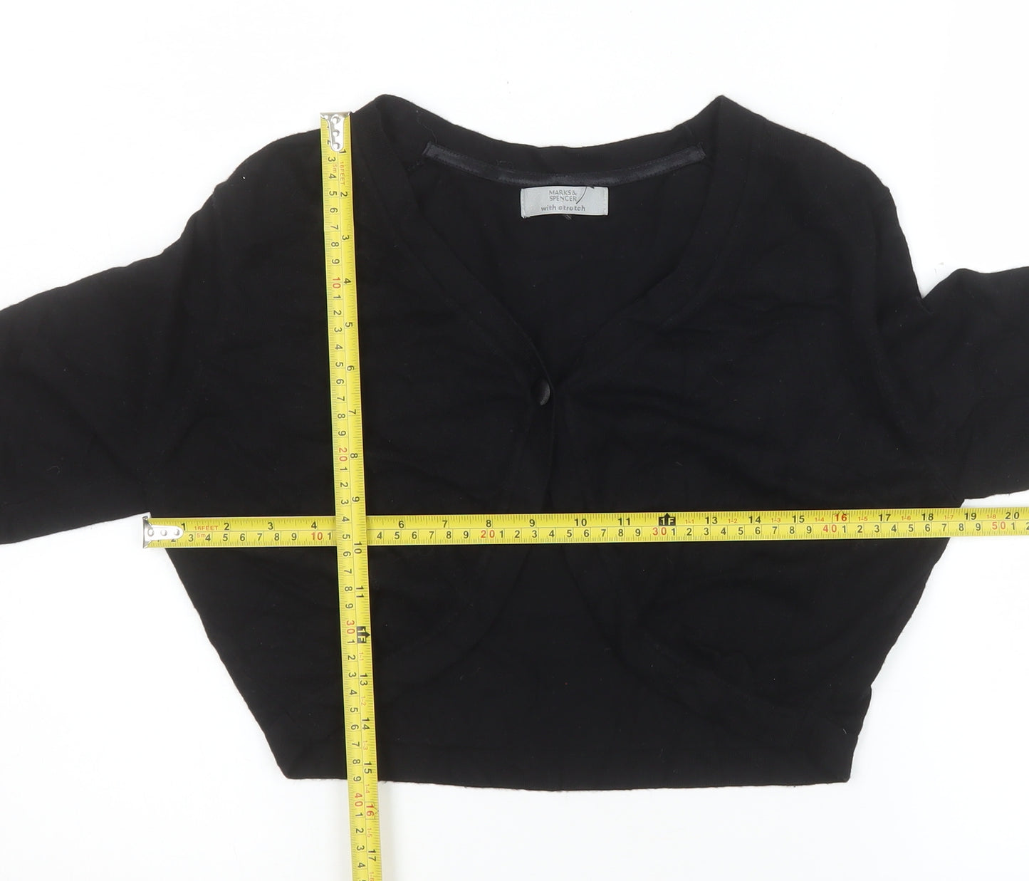 Marks and Spencer Women's Black Shrug Size 14 V-Neck Knit Cardigan