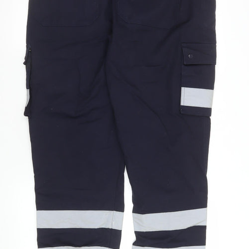 Tailored Image Men's Navy Reflective Cargo Workwear Trousers Size 36 Long