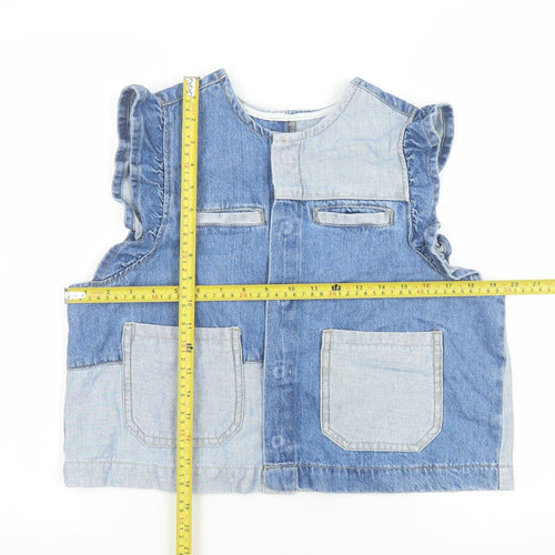 Pieces Women's Blue Denim Cropped Sleeveless Blouse Medium