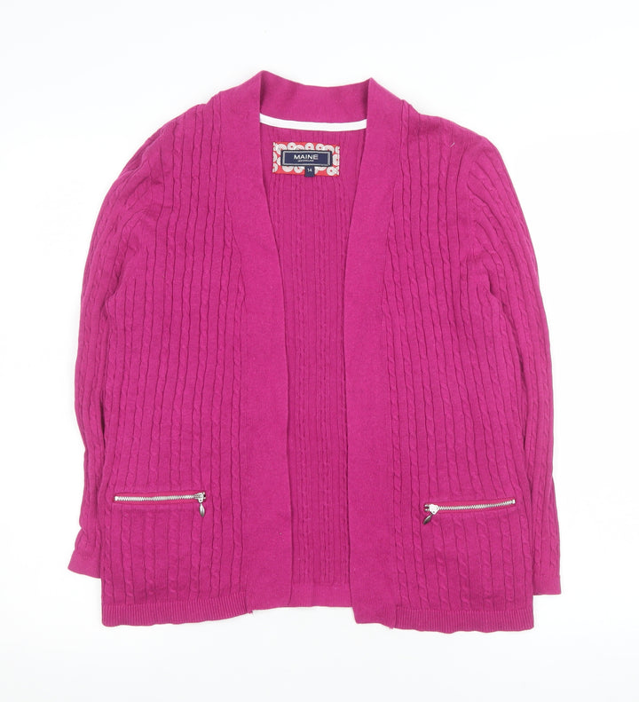 Maine New England Women's Pink Cable-Knit Cardigan Size 14