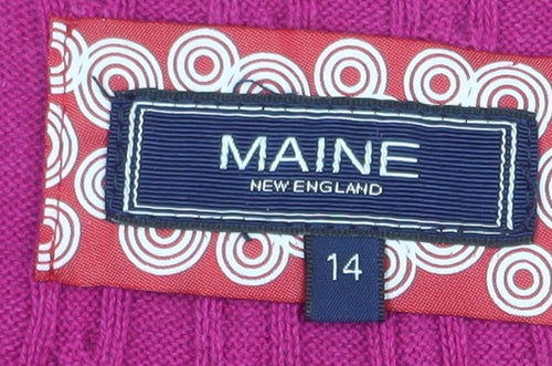 Maine New England Women's Pink Cable-Knit Cardigan Size 14