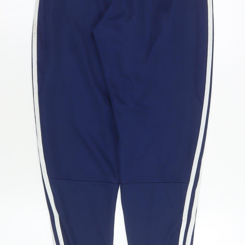 Adidas Men Blue Small Track Pants Tapered Fit Activewear Trousers